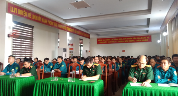 Mê Linh: Khai mạc huấn luyện dân quân phòng không, Công binh, trinh sát, thông tin, phòng hoá, y tế năm 2023. - Ảnh 2. Mê Linh: Khai mạc huấn luyện dân quân phòng không, Công binh, trinh sát, thông tin, phòng hoá, y tế năm 2023. - Ảnh 2.