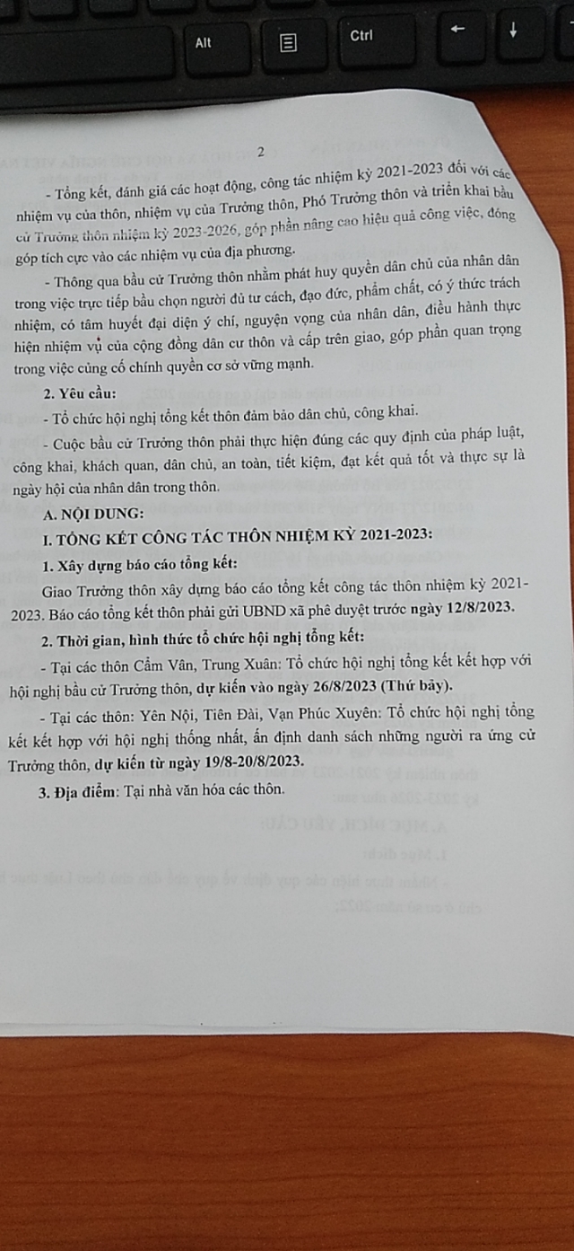 TUYÊN TRUYỀN KẾ HOẠCH VỀ VIỆC TỔNG KẾT CÔNG TÁC THÔN NHIỆM KỲ 2021-2023 VÀ BẦU CỬ TRƯỞNG THÔN NHIỆM KỲ 2023-2026 TRÊN ĐỊA BÀN XÃ VẠN YÊN - Ảnh 2.