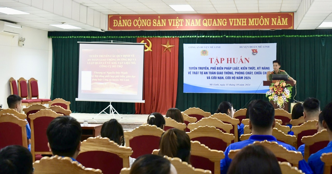 Mê Linh: Tập huấn công tác phòng cháy, chữa cháy cho đoàn viên, thanh niên- Ảnh 1.