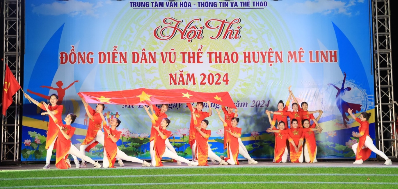 Hội thi đồng diễn dân vũ thể thao huyện Mê Linh năm 2024 diễn ra sôi động- Ảnh 3.