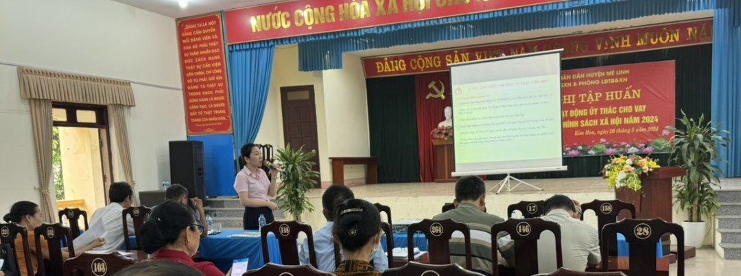 Phòng giao dịch Ngân hàng Chính sách – Phòng Lao động Thương binh và Xã hội huyện Mê Linh phối hợp tập huấn nghiệp vụ tín dụng chính sách                  năm 2024- Ảnh 2.