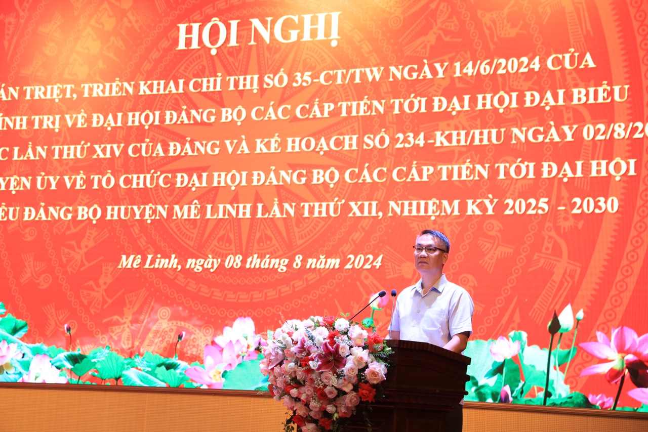 Mê Linh: Hơn 300 đại biểu được quán triệt, triển khai Chỉ thị số 35-CT/TW ngày 14/6/2024 của Bộ Chính trị (khóa XIII) về Đại hội Đảng bộ các cấp nhiệm kỳ 2025-2030- Ảnh 2. Mê Linh: Hơn 300 đại biểu được quán triệt, triển khai Chỉ thị số 35-CT/TW ngày 14/6/2024 của Bộ Chính trị (khóa XIII) về Đại hội Đảng bộ các cấp nhiệm kỳ 2025-2030- Ảnh 2.