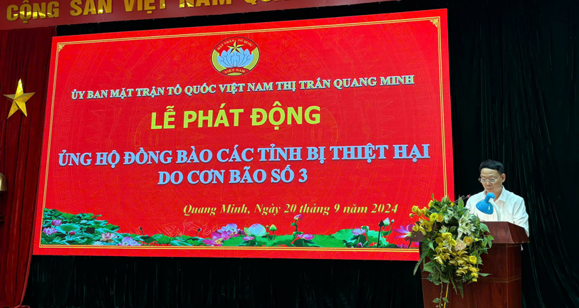 Thị trấn Quang Minh phát động ủng hộ các tỉnh bị thiệt hại do cơn bão số 3 (Bão Yagi)- Ảnh 2.