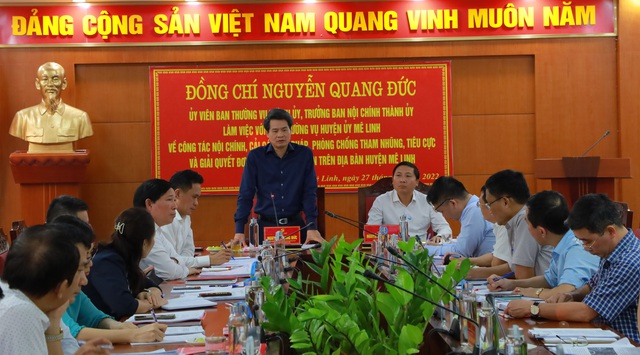 Ban Nội chính Thành ủy Hà Nội làm việc với Ban Thường vụ Huyện ủy Mê Linh - Ảnh 4.