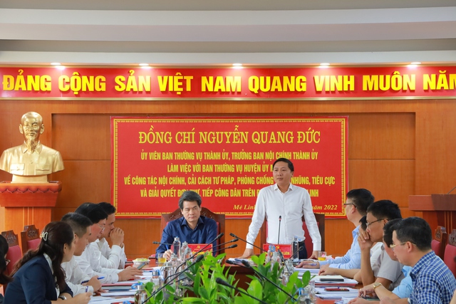 Ban Nội chính Thành ủy Hà Nội làm việc với Ban Thường vụ Huyện ủy Mê Linh - Ảnh 1.