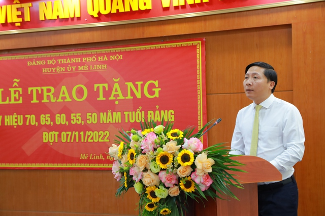 Huyện ủy Mê Linh: Trao Huy hiệu Đảng cho các đảng viên đợt 07/11/2022 - Ảnh 4.