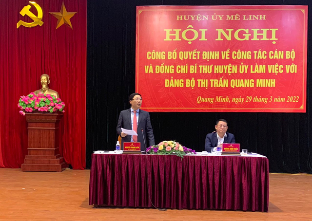 Thường trực Huyện ủy Mê Linh làm việc với Đảng ủy thị trấn Quang Minh - Ảnh 4.
