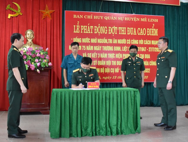 Ban CHQS huyện Mê Linh phát động đợt thi đua cao điểm kỷ niệm 75 năm Ngày Thương binh - Liệt sỹ - Ảnh 1.