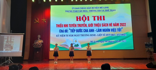 Thị trấn Chi Đông đạt giải A tham gia Hội thi thiếu nhi tuyên truyền giới thiệu sách hè huyện Mê Linh năm 2022 - Ảnh 1.