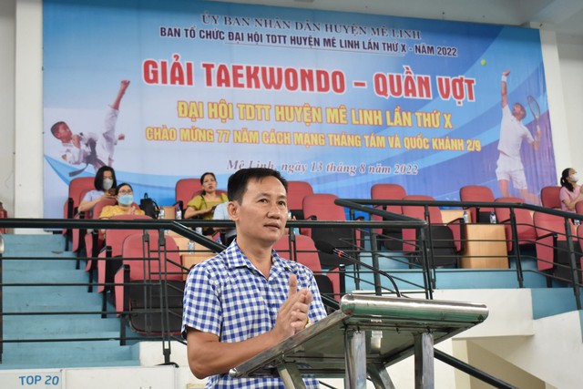 Sôi nổi giải Taekwondo Thiếu niên nhi đồng - Quần vợt Đại hội TDTT huyện Mê Linh lần thứ X, năm 2022 - Ảnh 2.