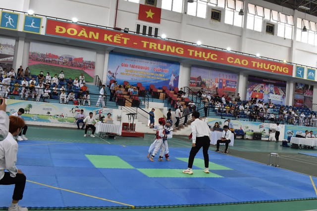 Sôi nổi giải Taekwondo Thiếu niên nhi đồng - Quần vợt Đại hội TDTT huyện Mê Linh lần thứ X, năm 2022 - Ảnh 5.