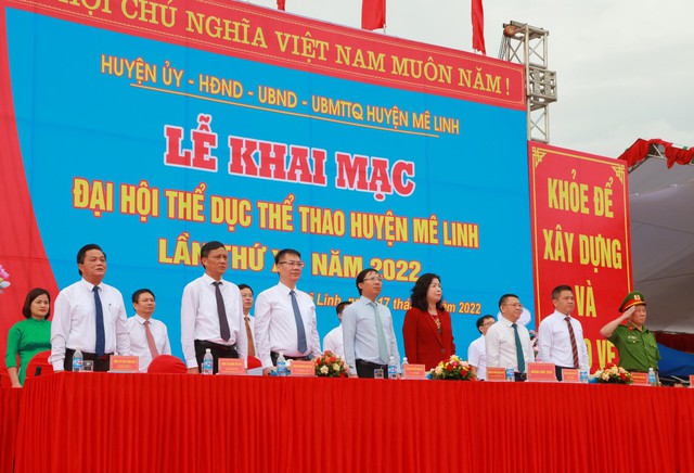 Trang trọng Lễ khai mạc Đại hội Thể dục Thể thao huyện Mê Linh lần thứ X - Năm 2022 - Ảnh 2.