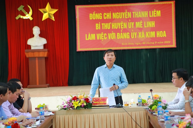 Đồng chí Nguyễn Thanh Liêm – Bí thư Huyện ủy Mê Linh làm việc với Đảng ủy xã Kim Hoa - Ảnh 5.