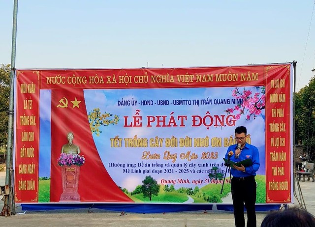 THỊ TRẤN QUANG MINH TỔ CHỨC LỄ PHÁT ĐỘNG TẾT TRỒNG CÂY “ĐỜI ĐỜI NHỚ ƠN BÁC HỒ” XUÂN QUÝ MÃO 2023 - Ảnh 2.