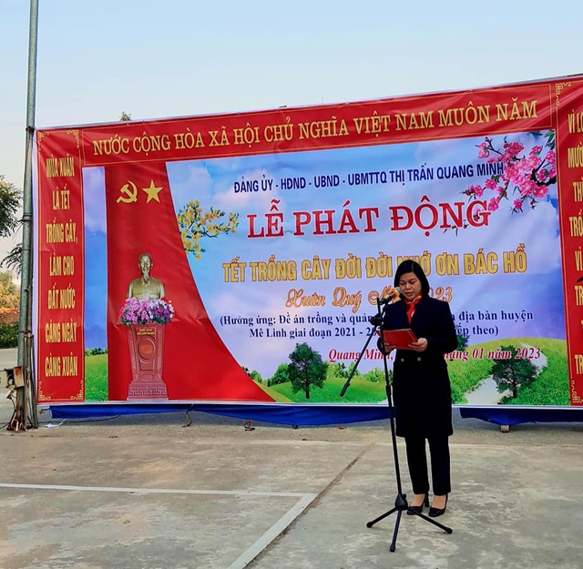 THỊ TRẤN QUANG MINH TỔ CHỨC LỄ PHÁT ĐỘNG TẾT TRỒNG CÂY “ĐỜI ĐỜI NHỚ ƠN BÁC HỒ” XUÂN QUÝ MÃO 2023 - Ảnh 1.