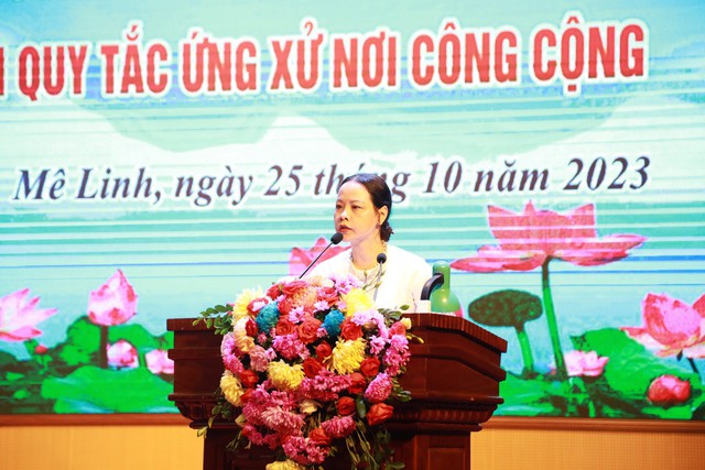 Ấn tượng Hội thi tuyên truyền viên giỏi trong vận động thực hiện Quy tắc ứng xử nơi công cộng trên địa bàn huyện Mê Linh năm 2023 - Ảnh 2. Ấn tượng Hội thi tuyên truyền viên giỏi trong vận động thực hiện Quy tắc ứng xử nơi công cộng trên địa bàn huyện Mê Linh năm 2023 - Ảnh 2.