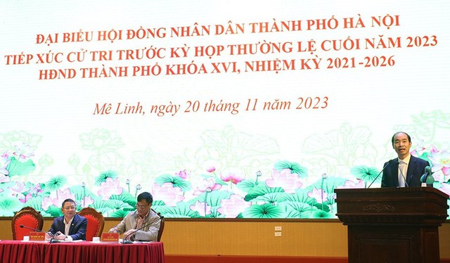 Đại biểu HĐND thành phố Hà Nội tiếp xúc cử tri huyện Mê Linh trước kỳ họp cuối năm 2023- Ảnh 1. Đại biểu HĐND thành phố Hà Nội tiếp xúc cử tri huyện Mê Linh trước kỳ họp cuối năm 2023- Ảnh 1.