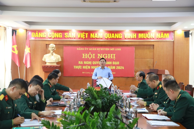 Đảng uỷ Quân sự huyện Mê Linh ra nghị quyết lãnh đạo thực hiện nhiệm vụ năm 2024- Ảnh 1. Đảng uỷ Quân sự huyện Mê Linh ra nghị quyết lãnh đạo thực hiện nhiệm vụ năm 2024- Ảnh 1.