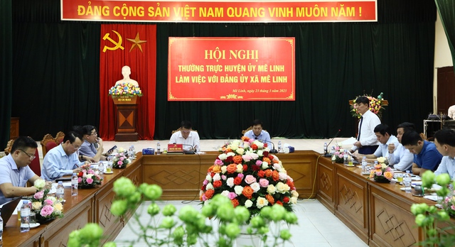 Thường trực Huyện ủy làm việc với Đảng ủy xã Mê Linh - Ảnh 1.