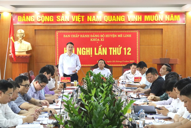 Hội nghị Ban Chấp hành Đảng bộ huyện Mê Linh lần thứ 12 - Ảnh 6.