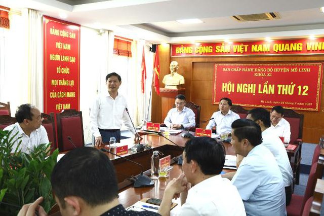Hội nghị Ban Chấp hành Đảng bộ huyện Mê Linh lần thứ 12 - Ảnh 5.