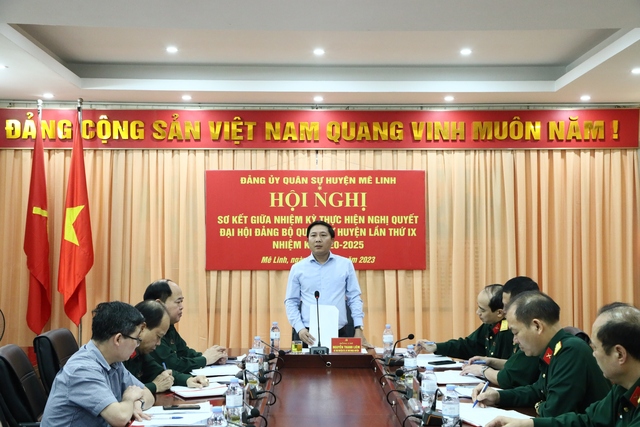 Đảng ủy Quân sự huyện Mê Linh sơ kết giữa nhiệm kỳ 2020 - 2025. - Ảnh 3.