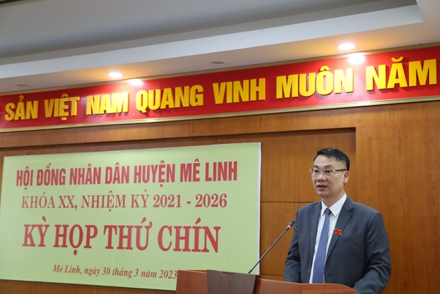HĐND huyện Mê Linh khóa XX, nhiệm kỳ 2021-2026 tổ chức kỳ họp chuyên đề (kỳ họp thứ 9) - Ảnh 2.