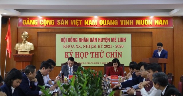 HĐND huyện Mê Linh khóa XX, nhiệm kỳ 2021-2026 tổ chức kỳ họp chuyên đề (kỳ họp thứ 9) - Ảnh 1.