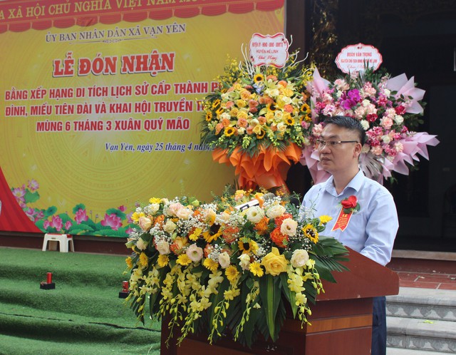 Lễ đón Bằng công nhận Di tích cấp Thành phố Đình, Miếu Tiên Đài, xã Vạn Yên - Ảnh 4.