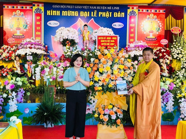 Ban Trị sự Giáo hội Phật giáo Việt Nam huyện Mê Linh trang nghiêm tổ chức Đại Lễ Phật đản Phật lịch 2567 - Dương lịch 2023 tại chùa Khai Quang - Ảnh 3.