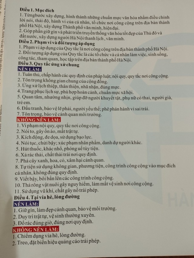 TÀI LIỆU TÌM HIỂU QUY TẮC ỨNG XỬ CỦA CÁN BỘ, CÔNG CHỨC, VIÊN CHỨC, NGƯỜI LAO ĐỘNG TRONG CÁC CƠ QUAN THUỘC THÀNH PHỐ HÀ NỘI VÀ QUY TẮC ỨNG XỬ NƠI CÔNG CỘNG TRÊN ĐỊA BÀN THÀNH PHỐ HÀ NỘI

  - Ảnh 2.