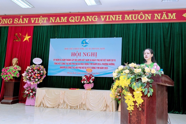 Hội Liên hiệp Phụ nữ xã Hoàng Kim tổ chức hội nghị: Kỷ niệm 94 năm thành lập hội LHPN Việt Nam và ngày Phụ nữ Việt Nam 20/10. Tổng kết công tác Hội Phụ nữ và hoạt động TYM năm 2024; phương hướng, nhiệm vụ công tác hội Phụ nữ và hoạt động TYM năm 2025.- Ảnh 5.