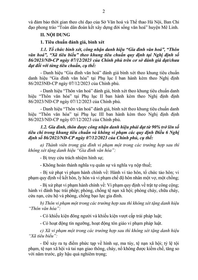 Kế hoạch tổ chức thực hiện bình xét, công nhận các danh hiệu "Gia đình văn hoá", "Thôn văn hoá", "Xã tiêu biểu" trên địa bàn xã Thạch Đà năm 2024- Ảnh 2.