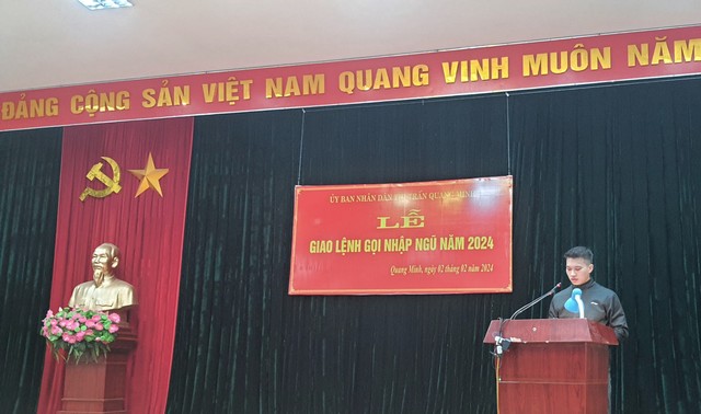 Thị trấn Quang Minh giao lệnh gọi công dân nhập ngũ năm 2024- Ảnh 3.