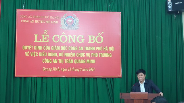 Công bố Quyết định Phó trưởng Công an thị trấn Quang Minh- Ảnh 2.
