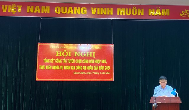 UBND thị trấn Quang Minh tổ chức hội nghị tổng kết công tác tuyển quân năm 2024- Ảnh 1.