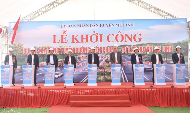 Mê Linh khởi công tuyến đường Tiền Phong - Tự Lập có vốn đầu tư 800 tỷ đồng- Ảnh 1.