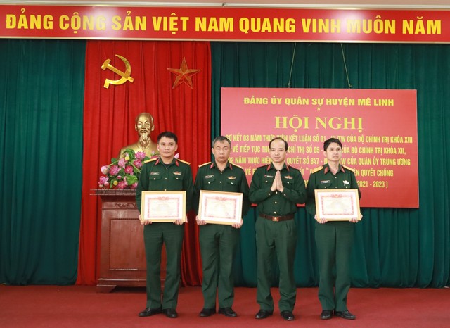 Đảng uỷ quân sự huyện Mê Linh: Sơ kết 03 năm thực hiện Kết luận số 01-KL/TW của Bộ Chính trị và 02 năm thực hiện Nghị quyết 847- Ảnh 2.