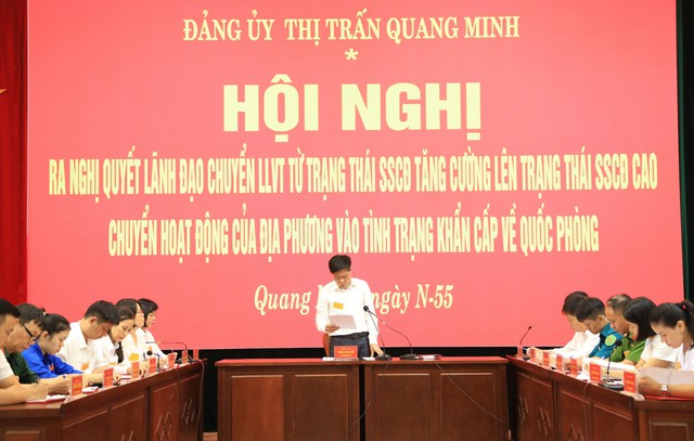 Thị trấn Quang Minh diễn tập khu vực phòng thủ năm 2024- Ảnh 1.