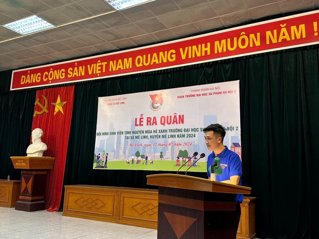 Lễ Ra quân Đội hình sinh viên tình nguyện Mùa hè xanh trường Đại học Sư phạm Hà Nội 2 tại xã Mê Linh năm 2024- Ảnh 2.