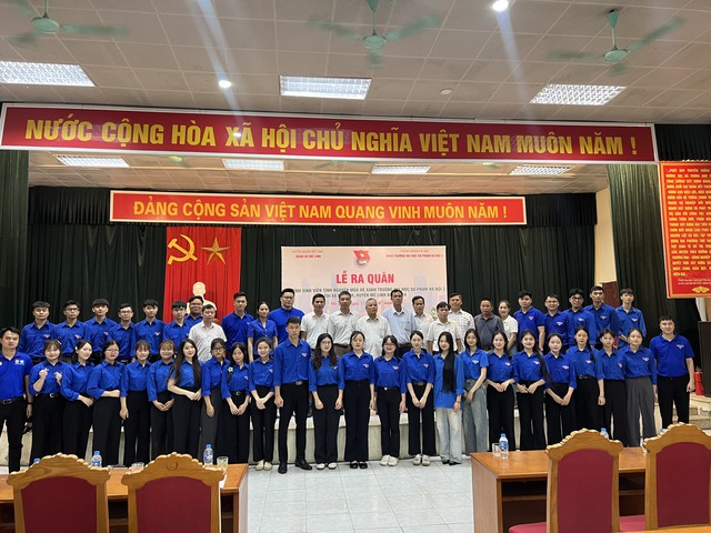 Lễ Ra quân Đội hình sinh viên tình nguyện Mùa hè xanh trường Đại học Sư phạm Hà Nội 2 tại xã Mê Linh năm 2024- Ảnh 1.