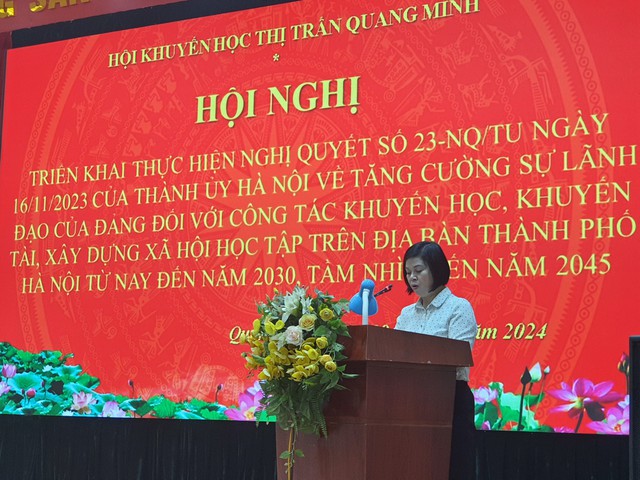 Hội khuyến học thị trấn Quang Minh tổ chức hội nghị tuyên truyền Nghị quyết 23-NQ/TU ngày 16/11/2023 của Ban Thường vụ Thành ủy Hà Nội- Ảnh 1. Hội khuyến học thị trấn Quang Minh tổ chức hội nghị tuyên truyền Nghị quyết 23-NQ/TU ngày 16/11/2023 của Ban Thường vụ Thành ủy Hà Nội- Ảnh 1.
