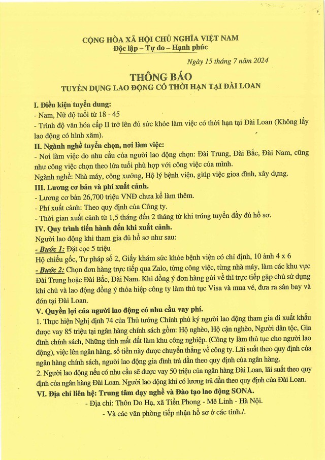 Thông báo tuyển chọn, tạo nguồn lao động đưa đi làm việc ở nước ngoài- Ảnh 4.