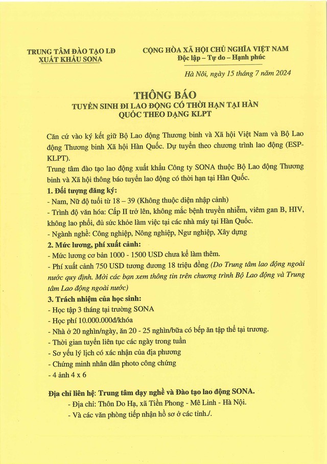 Thông báo tuyển chọn, tạo nguồn lao động đưa đi làm việc ở nước ngoài- Ảnh 6.