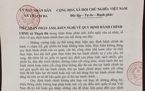 UBND xã Thạch Đà
Tiếp nhận phản ánh, kiến nghị về quy định hành chính