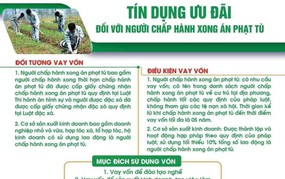 Tiếp tục thực hiện tín dụng đối với người chấp hành xong án phạt tù - chính sách nhân văn hỗ trợ người từng lầm lỗi