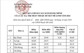 Mê Linh: Văn phòng HĐND và UBND huyện và xã Đại Thịnh dẫn đầu Chỉ số Cải cách hành chính năm 2024