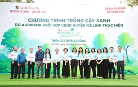 Mê Linh: Phát động chương trình trồng cây xanh "Agribank vì tương lai xanh - Thêm cây, thêm sự sống"