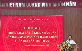 Thị trấn Chi Đông tổ chức hội nghị triển khai công tác lấy ý kiến nhân dân về việc sắp xếp đơn vị hành chính cấp xã tại thị trấn Chi Đông
