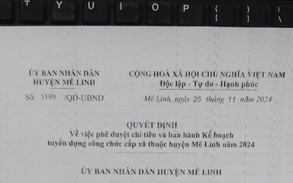 THÔNG BÁO TUYỂN DỤNG CÔNG CHỨC CẤP XÃ NĂM 2024 CỦA UBND HUYỆN MÊ LINH